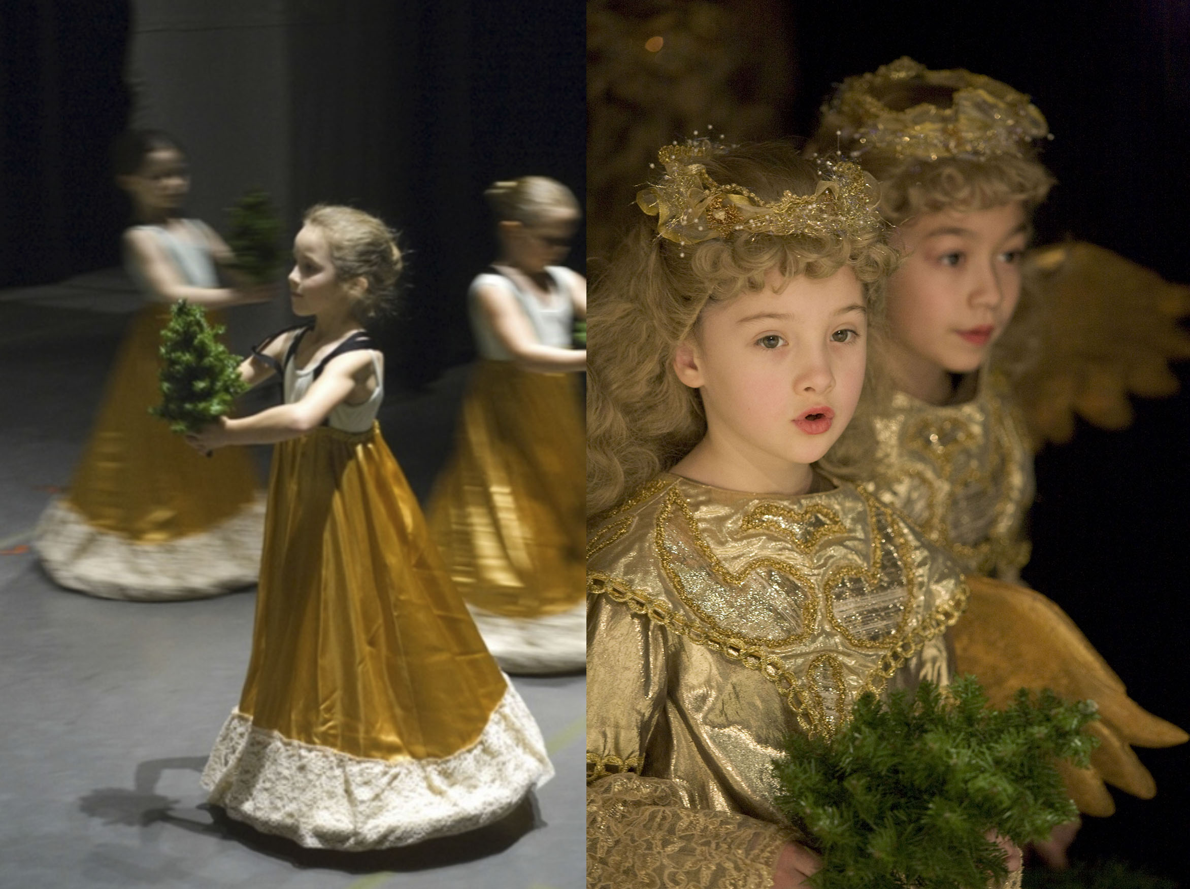 School of Oregon Ballet Theatre perform in George Balanchine's The Nutcracker. Photo on right by Blaine Truitt Covert.