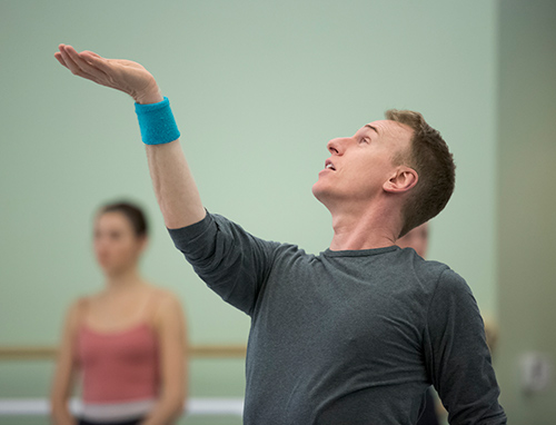 Kevin Irving in rehearsal for the company premiere of Nacho Duato's "Por Vos Muero." Photo by Blaine Truitt Covert.